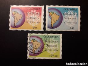 Selos: COLOMBIA YVERT 623/4 A-467 SERIE CTA USADA Y NUEVA *** 1967 MAPA DECLARACIÓN BOGOTÁ PEDIDO MÍNIM 3€